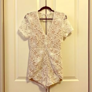 White embroidered romper